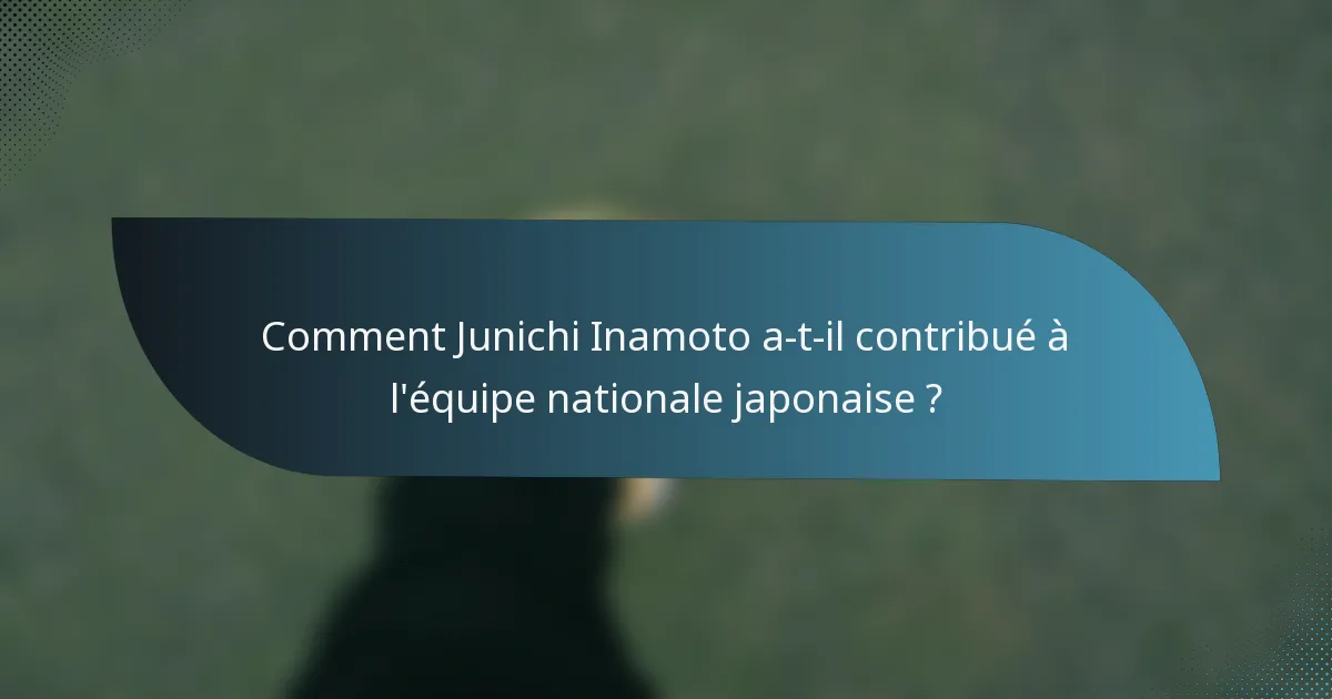 Comment Junichi Inamoto a-t-il contribué à l'équipe nationale japonaise ?