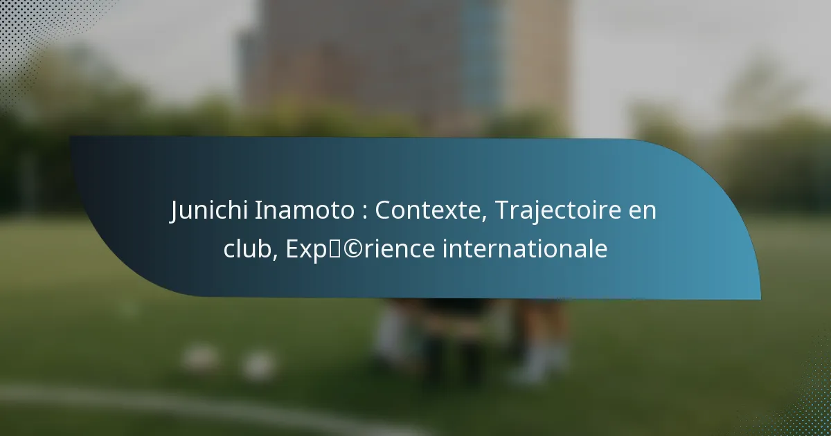 Junichi Inamoto : Contexte, Trajectoire en club, Expérience internationale