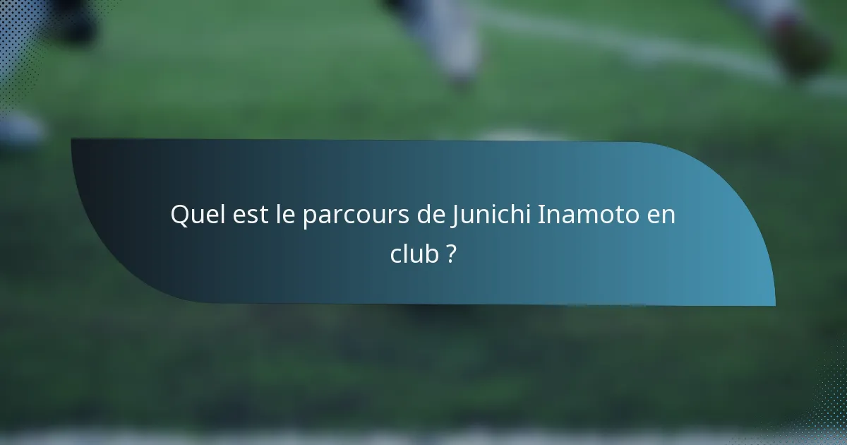 Quel est le parcours de Junichi Inamoto en club ?