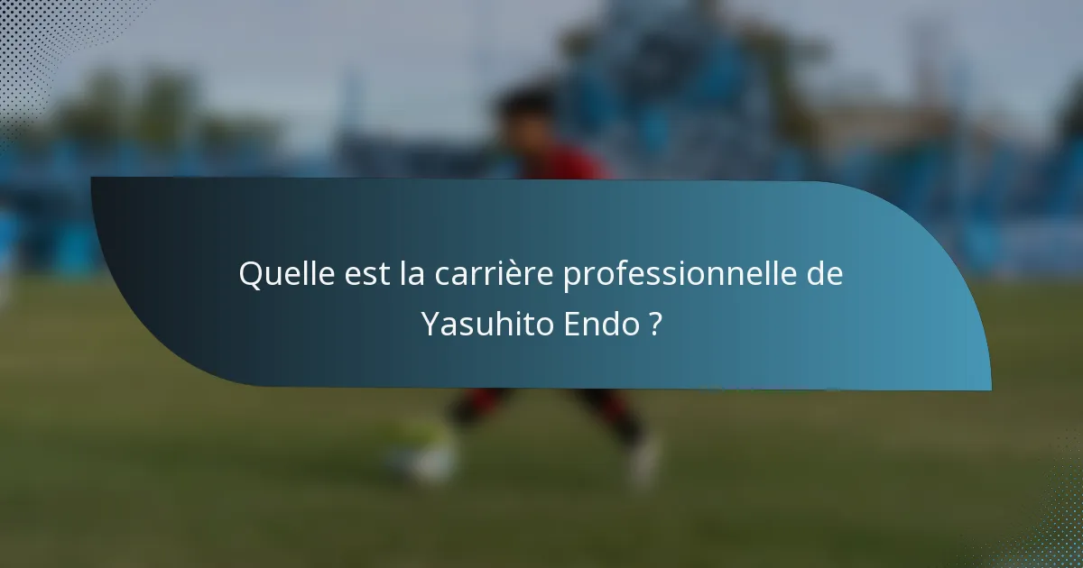 Quelle est la carrière professionnelle de Yasuhito Endo ?